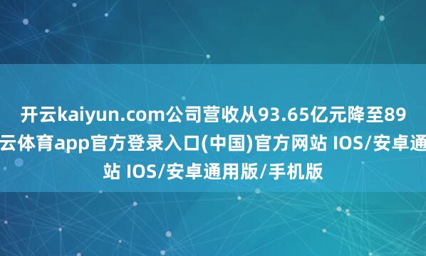 开云kaiyun.com公司营收从93.65亿元降至89.25亿元-kai云体育app官方登录入口(中国)官方网站 IOS/安卓通用版/手机版